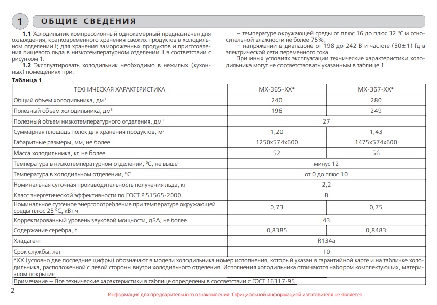 Прокат холодильника МХ-365 инструкция стр 2